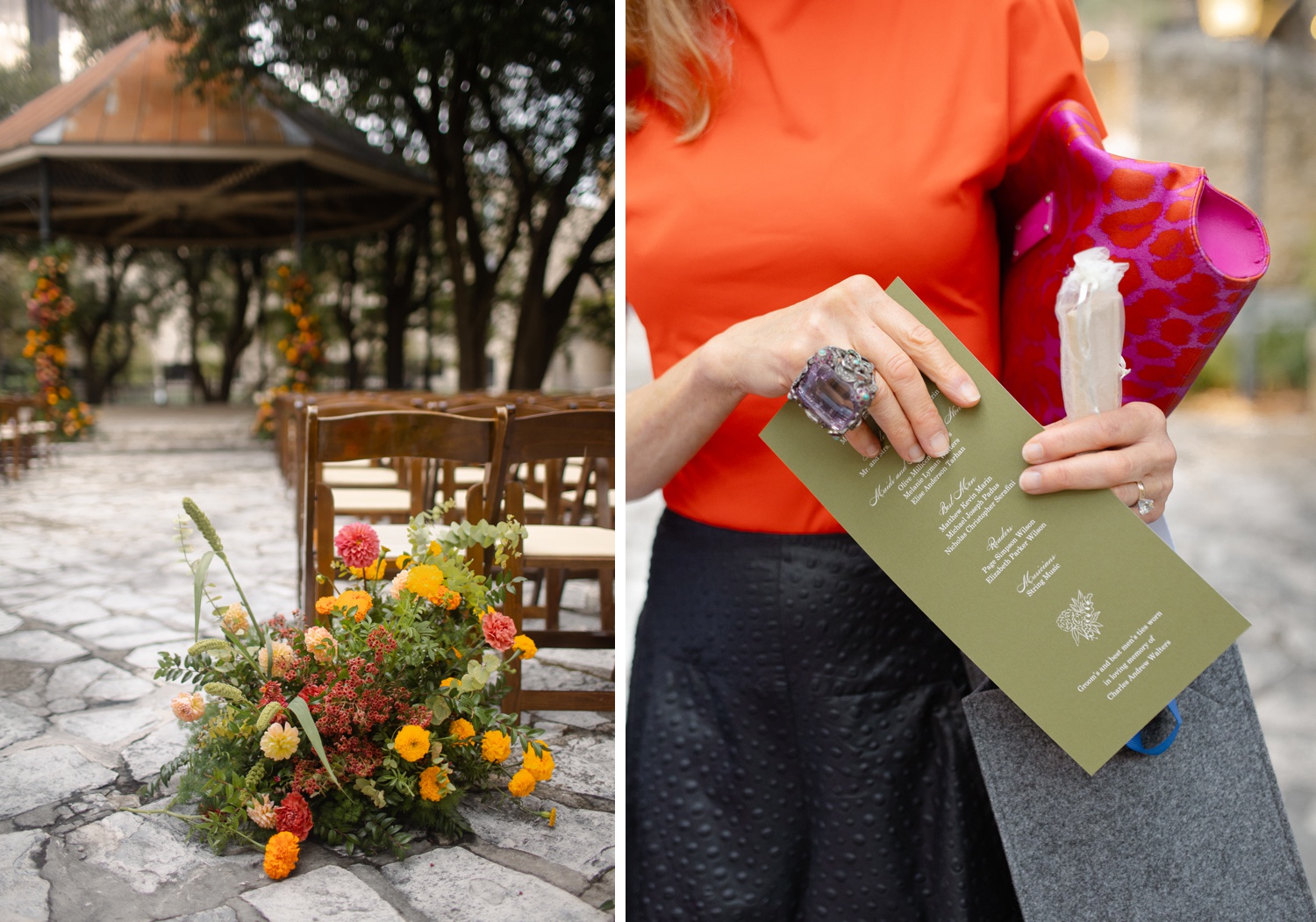 Yellow, orange, and fuchsia wedding flowers by Earl Grey Floral