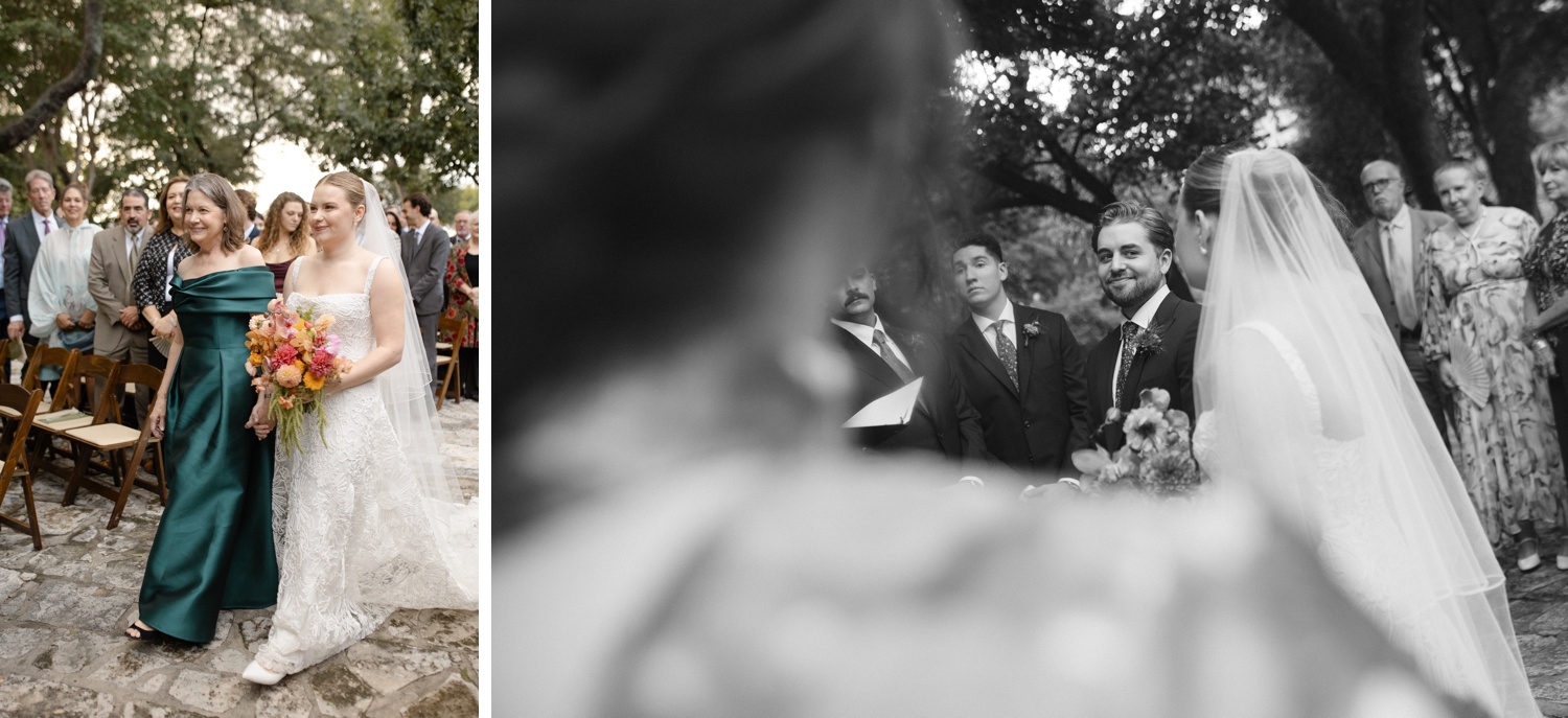 Outdoor wedding ceremony at the Southwest School of Art
