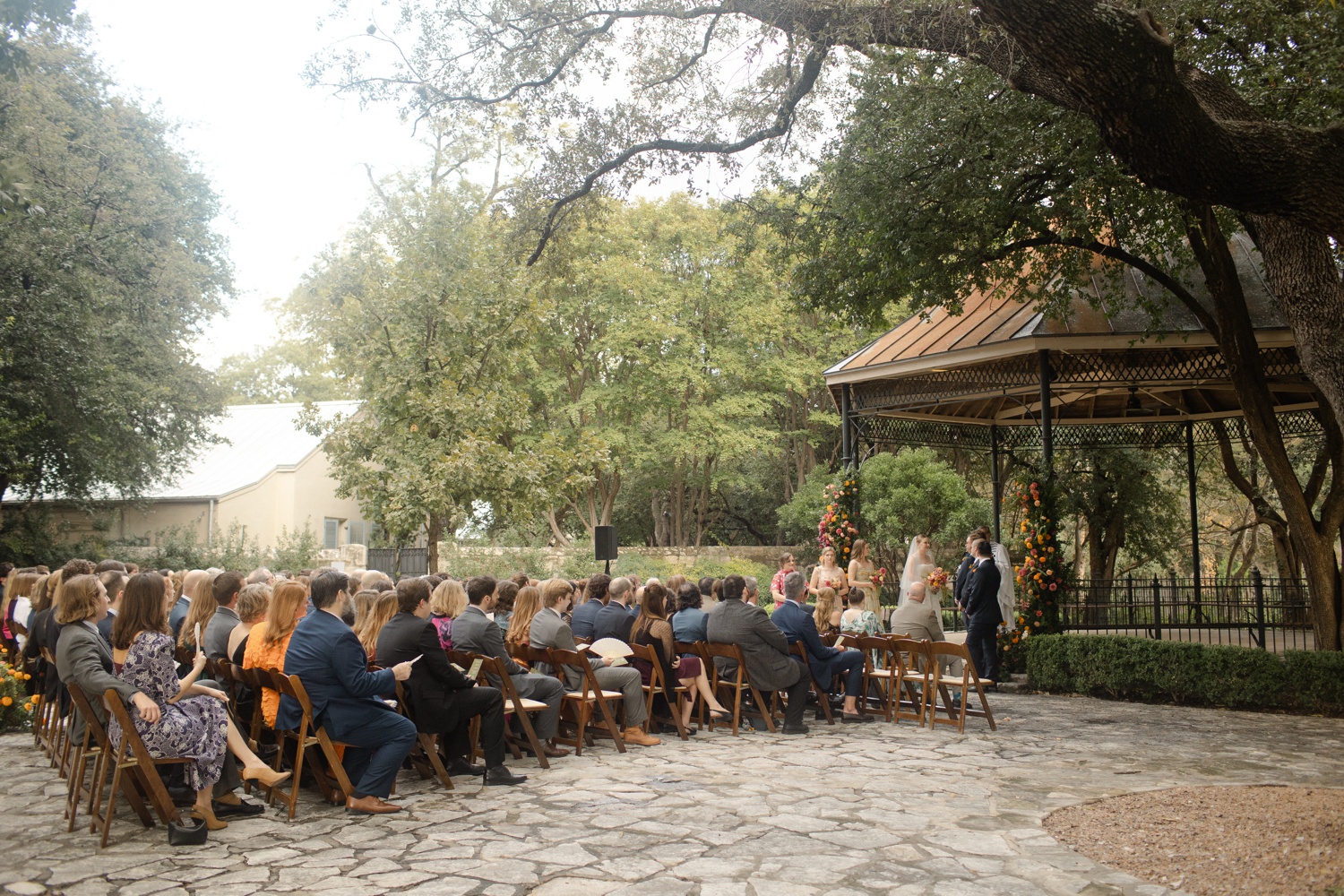 Outdoor wedding ceremony at the Southwest School of Art