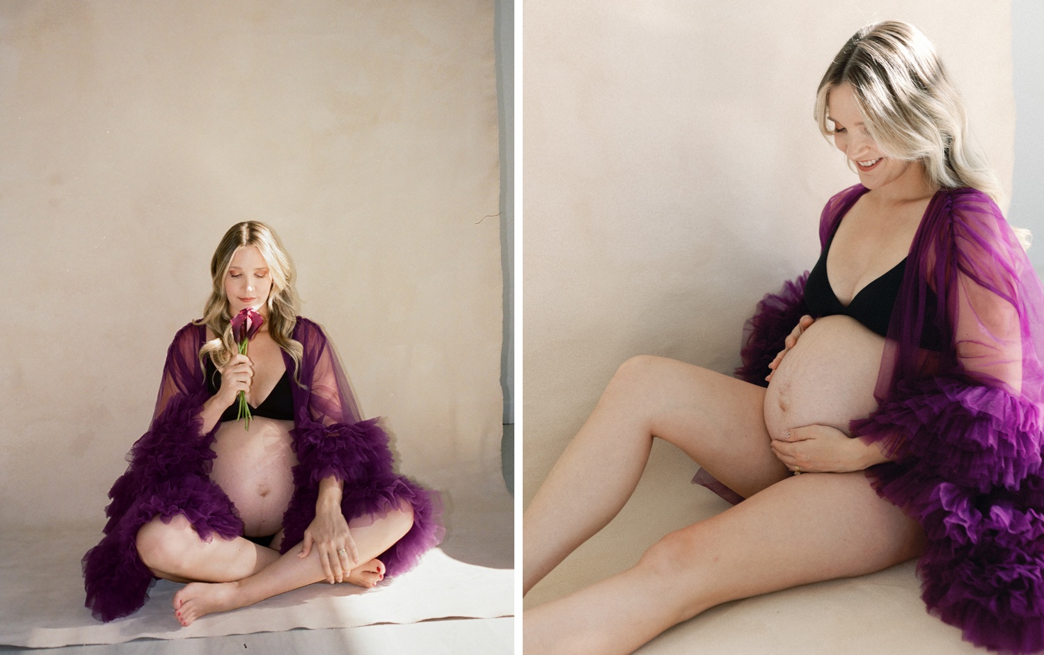 Austin studio maternity photography with minimalist backdrop