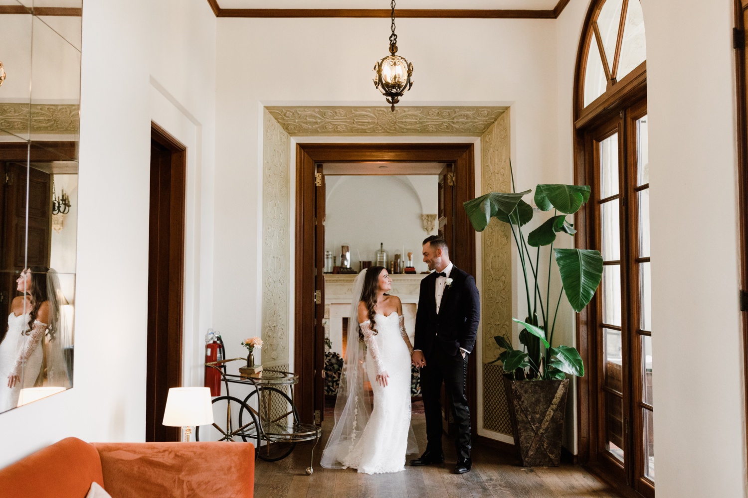 Bride and groom at the Commodore Perry Estate