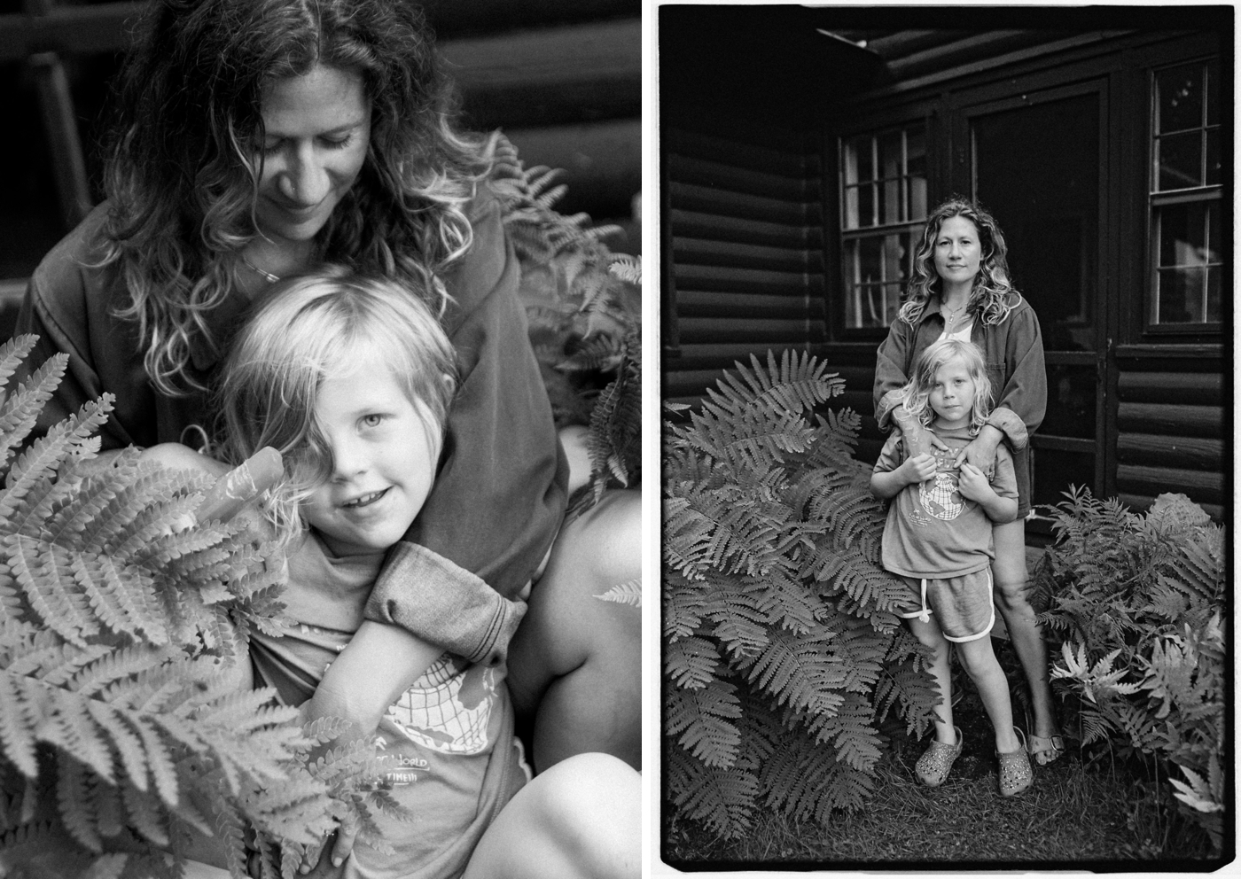 Mother and son portraits in black and white